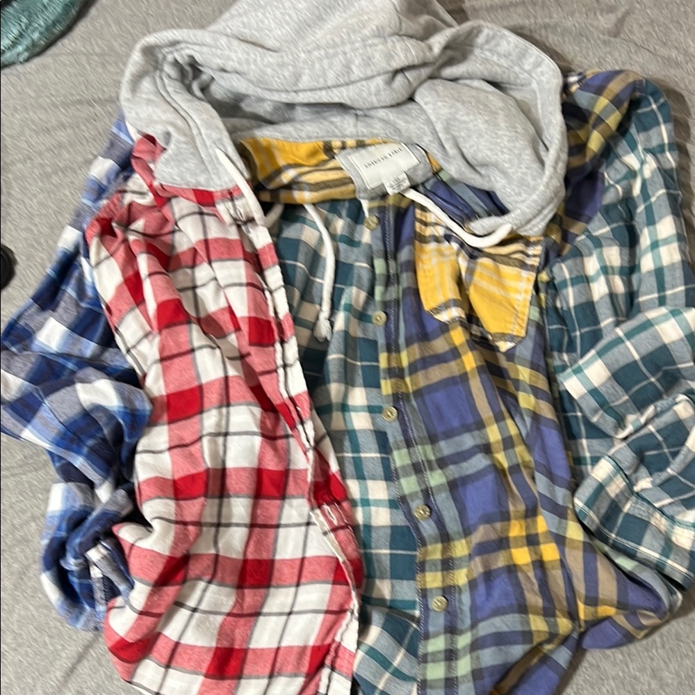 American Eagle Outfitters Red and Blue Button Down Jacket